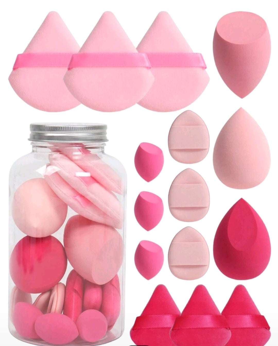 15 pièces Ensemble d'éponges de maquillage avec boîte de rangement