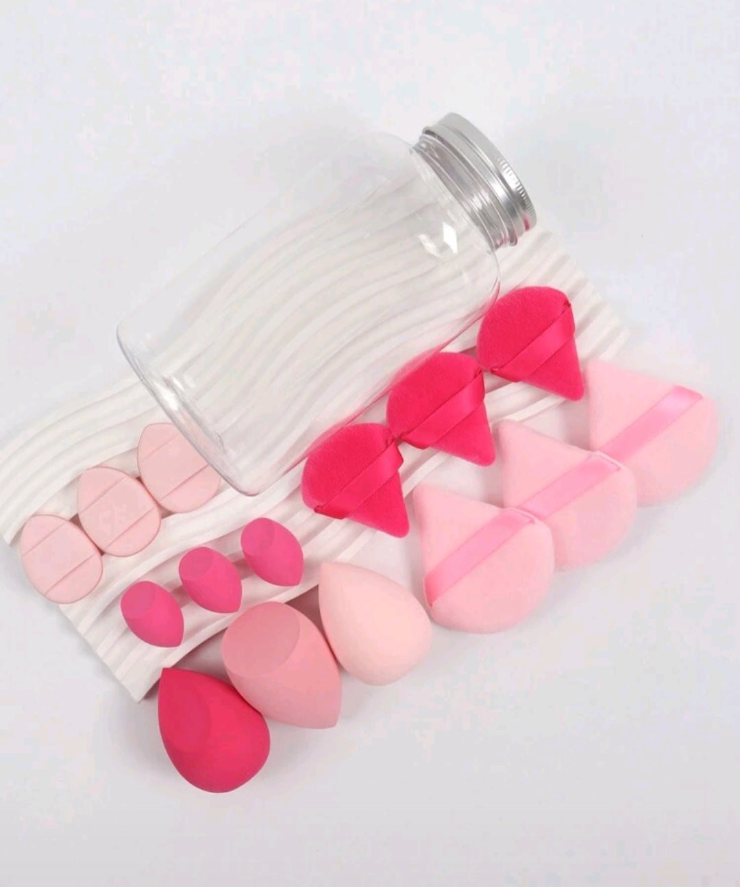 15 pièces Ensemble d'éponges de maquillage avec boîte de rangement