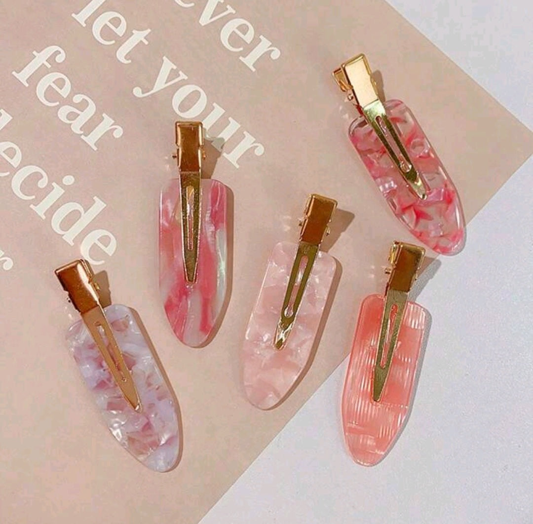5pièces/Set Pinces à cheveux sans couture en acétate rose