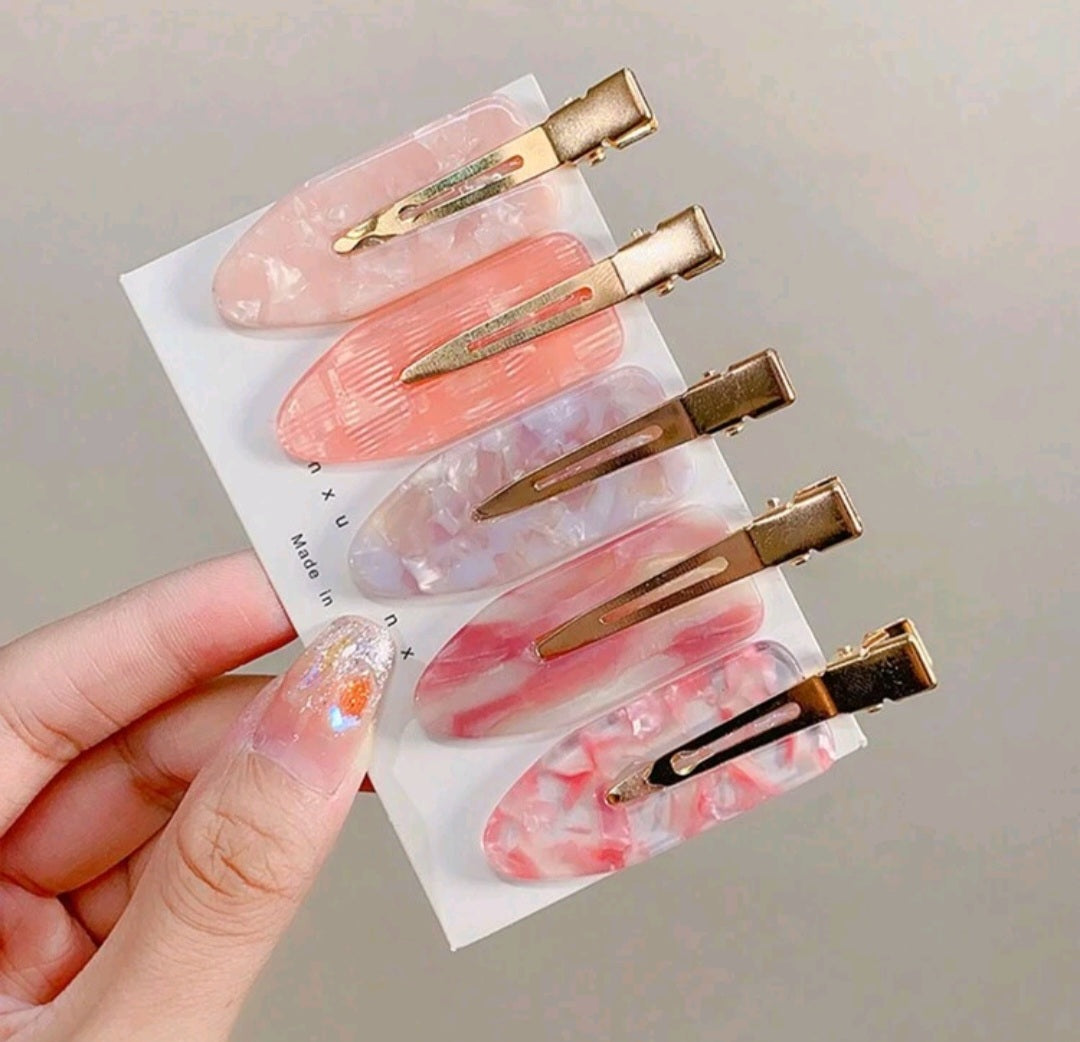 5pièces/Set Pinces à cheveux sans couture en acétate rose