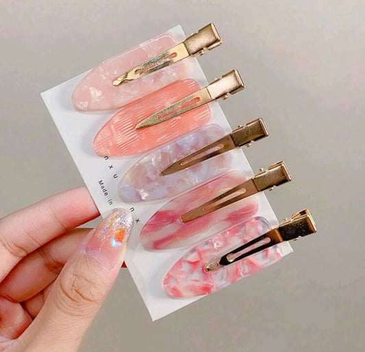 5pièces/Set Pinces à cheveux sans couture en acétate rose