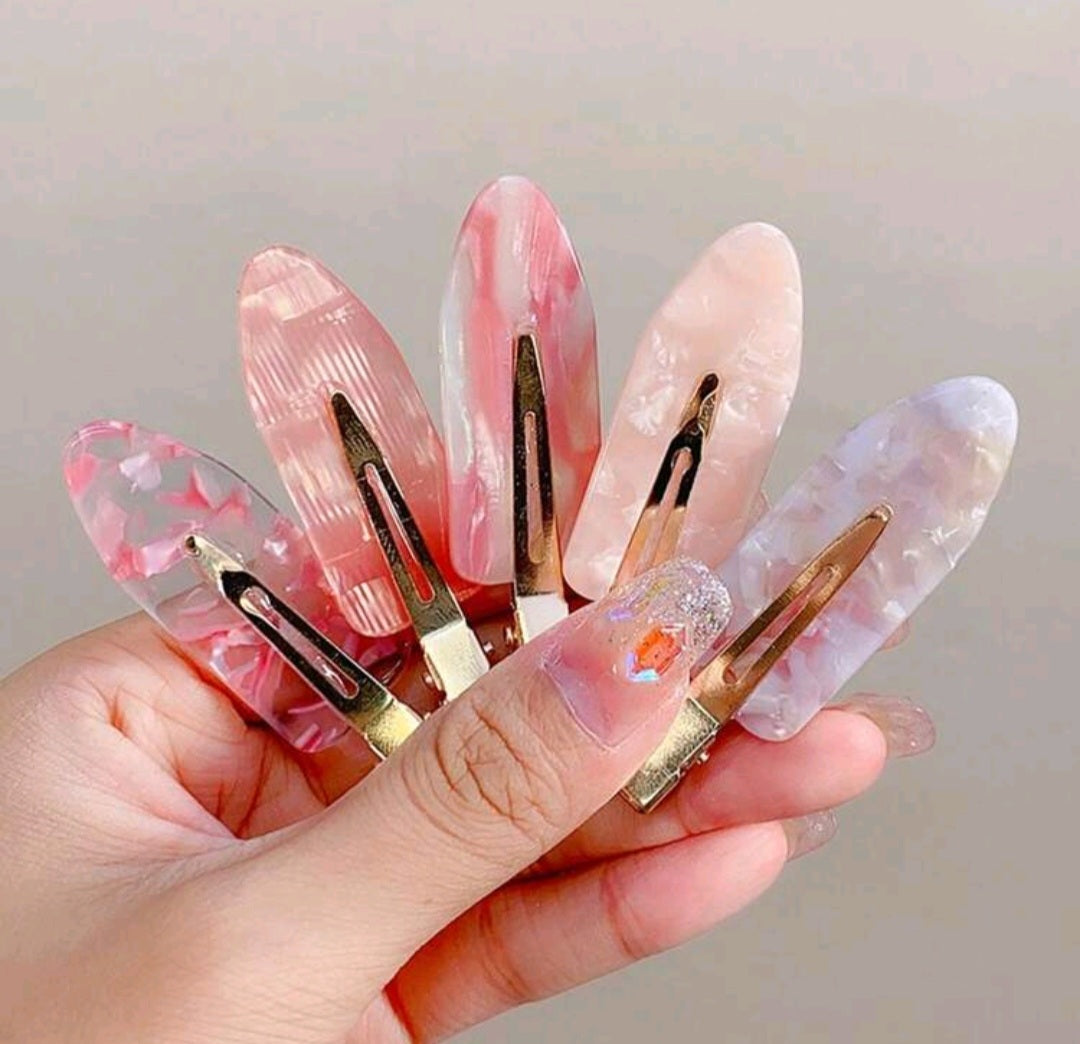 5pièces/Set Pinces à cheveux sans couture en acétate rose
